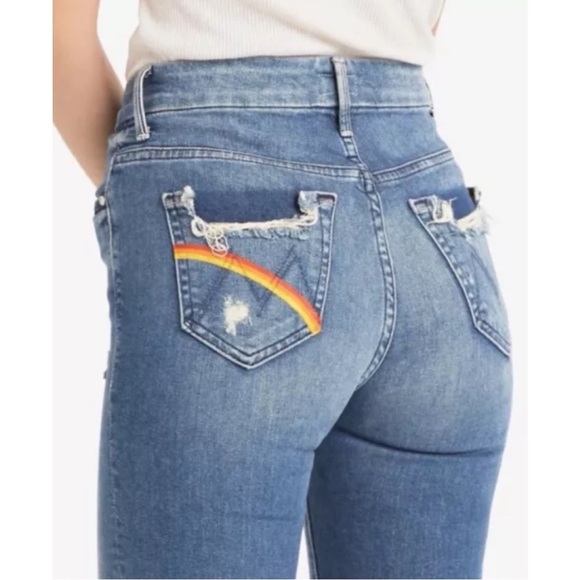 Mother High Waisted Looker Ankle Chew Jeans w/ Rainbow pocket, size 25 - Picture 11 of 15